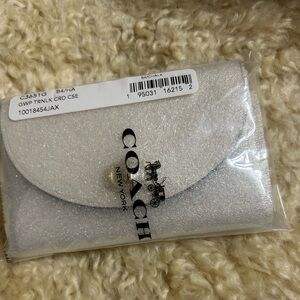 Coach Cream with Brown accent Card Holder looks Silver Metallic due to wrapping